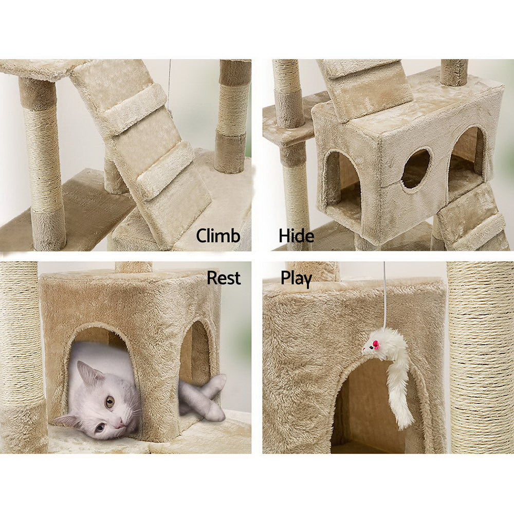 i.Pet 180cm Cat Tree Scratching Tower Condo Beige