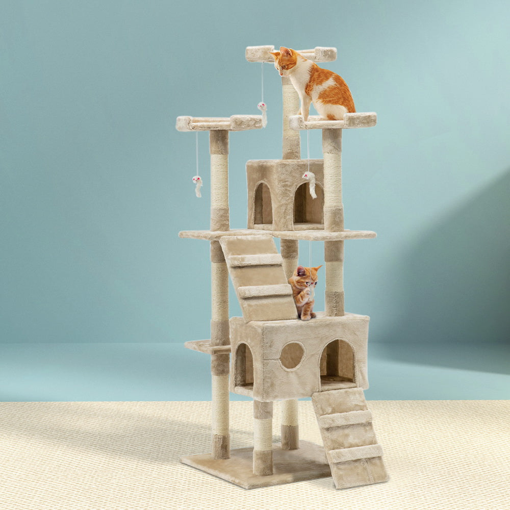 i.Pet 180cm Cat Tree Scratching Tower Condo Beige