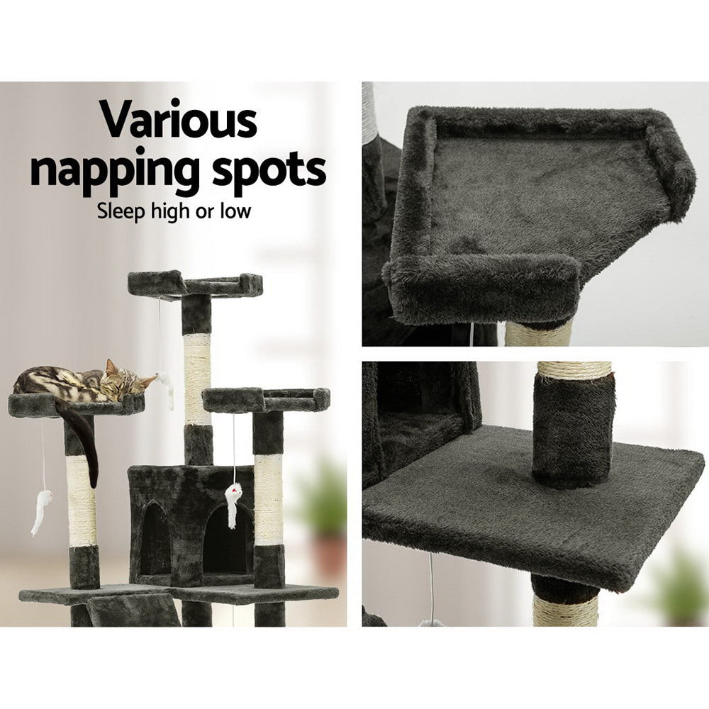 i.Pet 180cm Cat Tree Scratching Tower Condo Grey