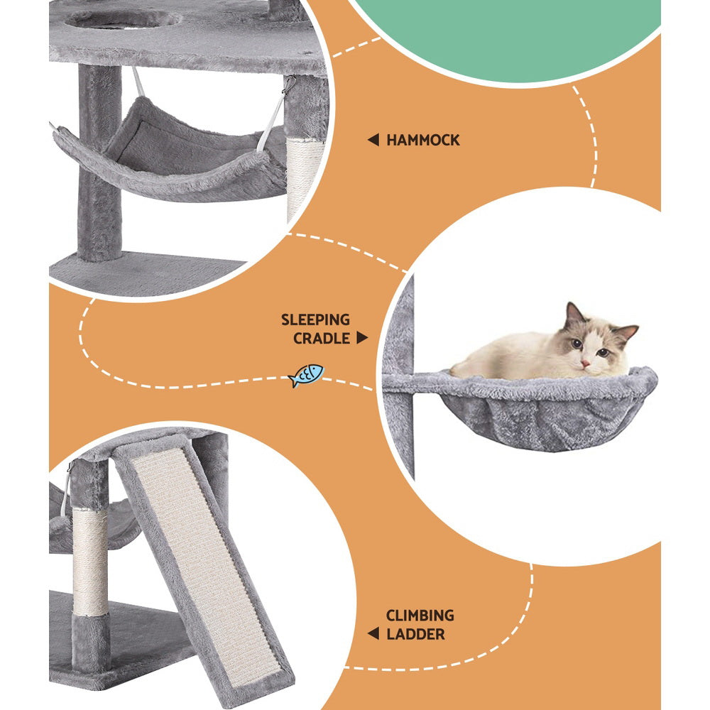 i.Pet 161cm Cat Tree Tower Scratching Post Condo Grey
