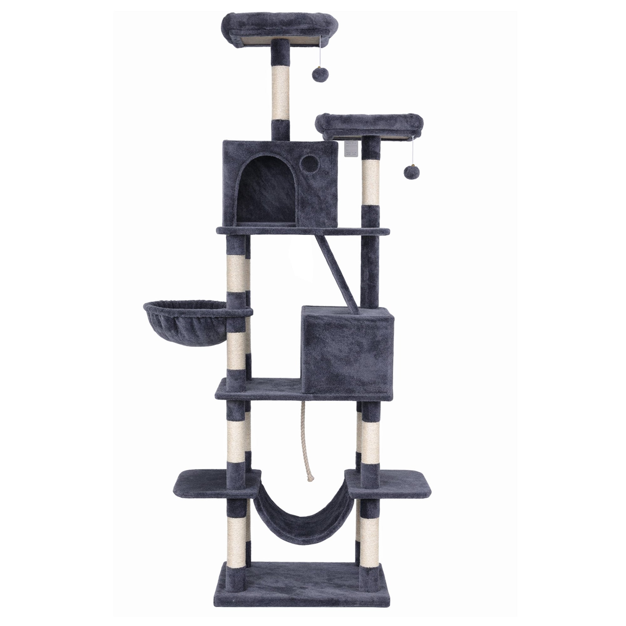 i.Pet Cat Tree Tower 206cm Large Scratching Post Furniture Scratcher House Grey