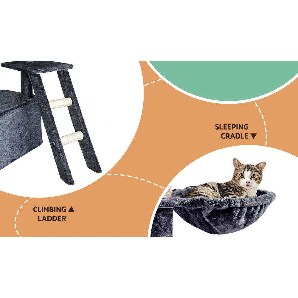 i.Pet 138cm Cat Tree Tower Scratching Post Grey