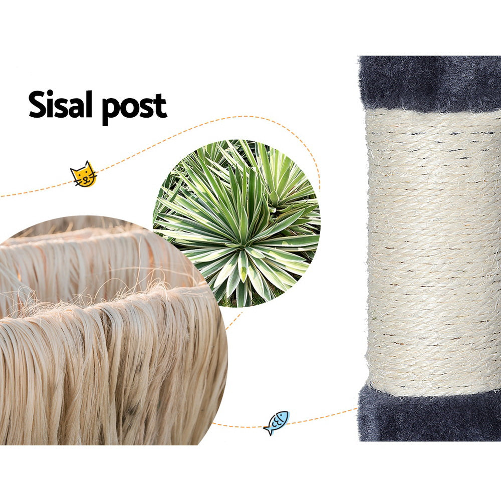 i.Pet 138cm Cat Tree Tower Scratching Post Grey