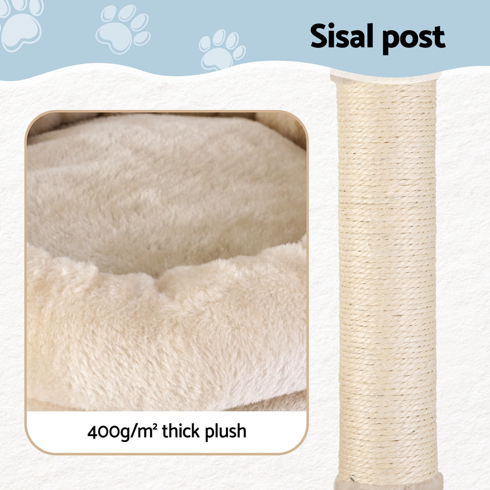 i.Pet 143cm Cat Tree Tower Scratching Post Condo Beige