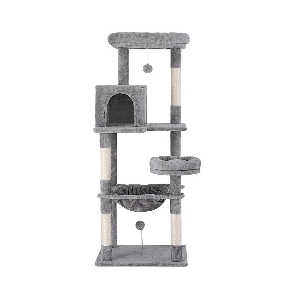 i.Pet 143cm Cat Tree Tower Scratching Post Condo Grey