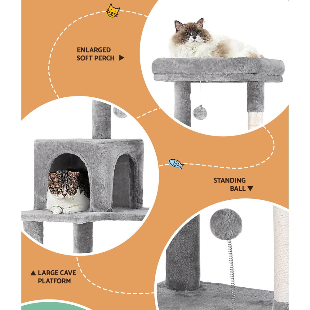 i.Pet 143cm Cat Tree Tower Scratching Post Condo Grey