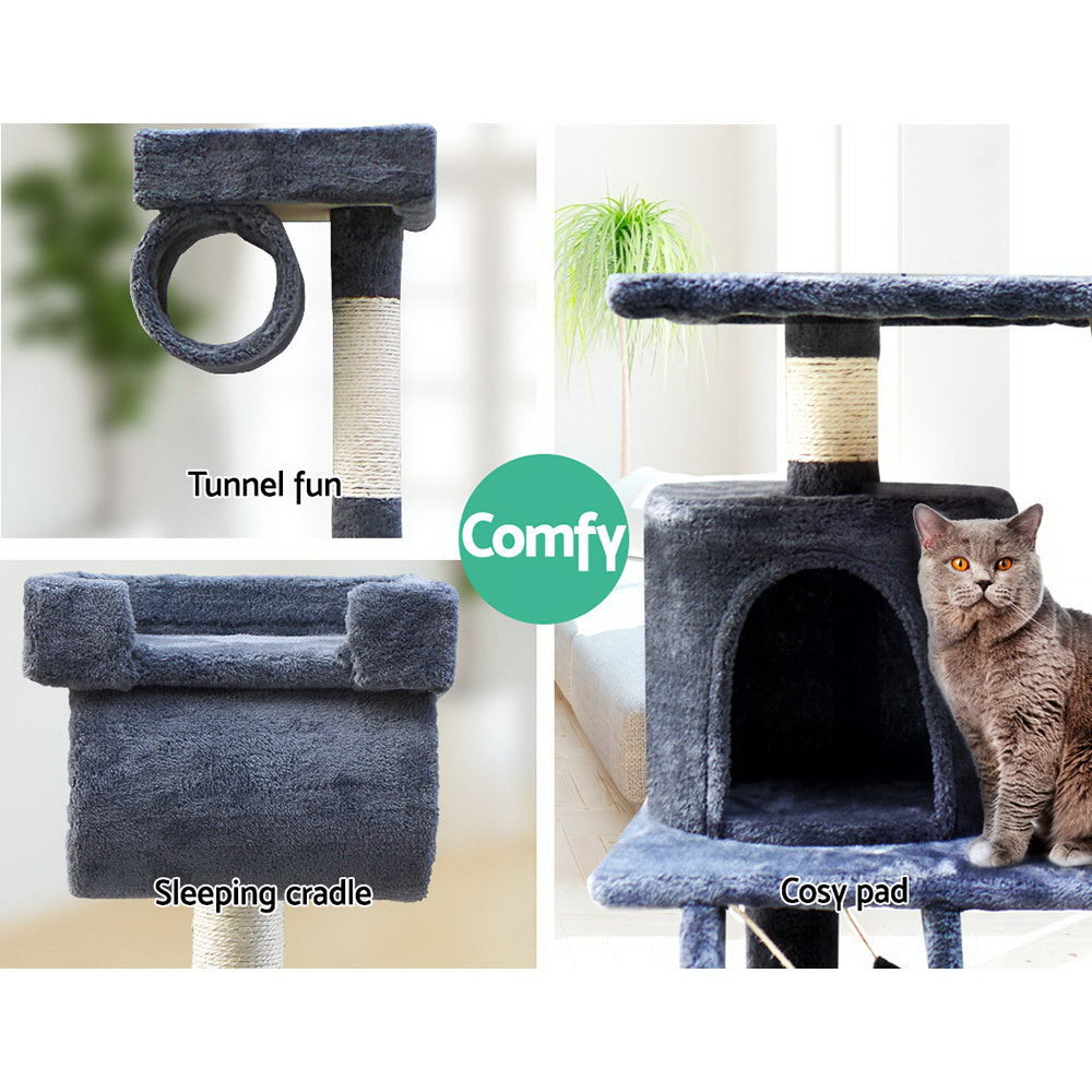 i.Pet 141cm Cat Tree Tower Scratching Post Condo Grey