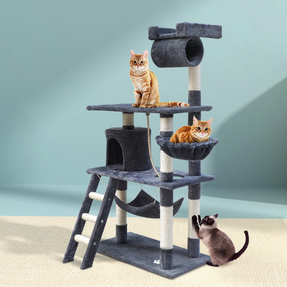 i.Pet 141cm Cat Tree Tower Scratching Post Condo Grey