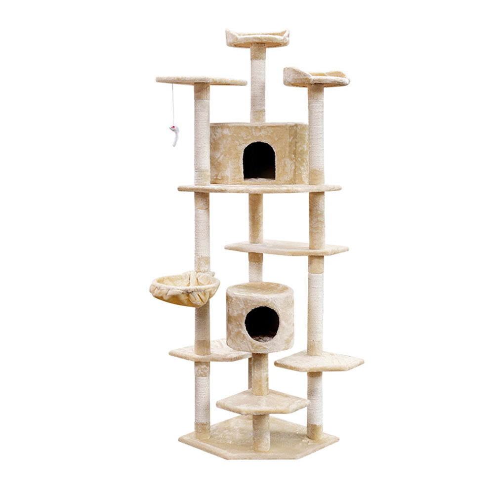 i.Pet 203cm Cat Tree Tower Scratching Post Condo Beige