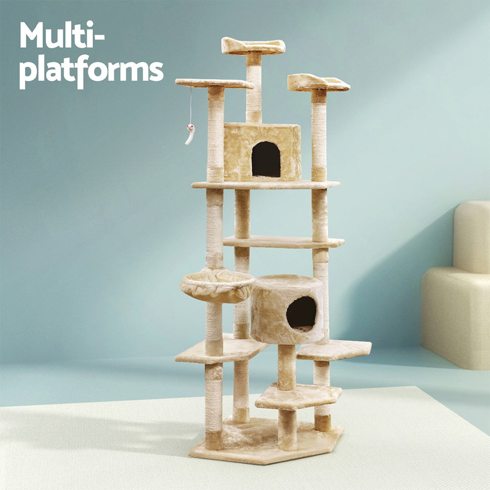 i.Pet 203cm Cat Tree Tower Scratching Post Condo Beige