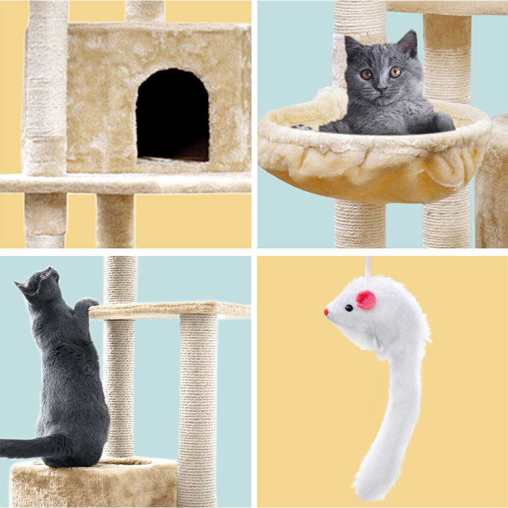 i.Pet 203cm Cat Tree Tower Scratching Post Condo Beige
