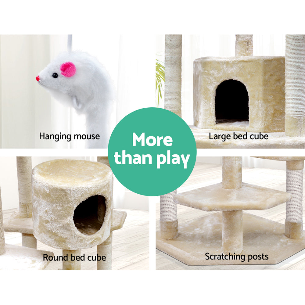 i.Pet 203cm Cat Tree Tower Scratching Post Condo Beige