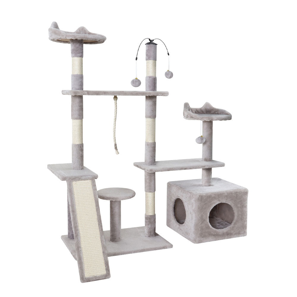 Quadra 135cm Cat Tree Tower Scratching Post Condo Grey
