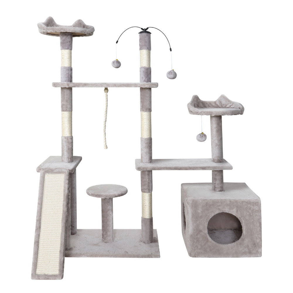 Quadra 135cm Cat Tree Tower Scratching Post Condo Grey