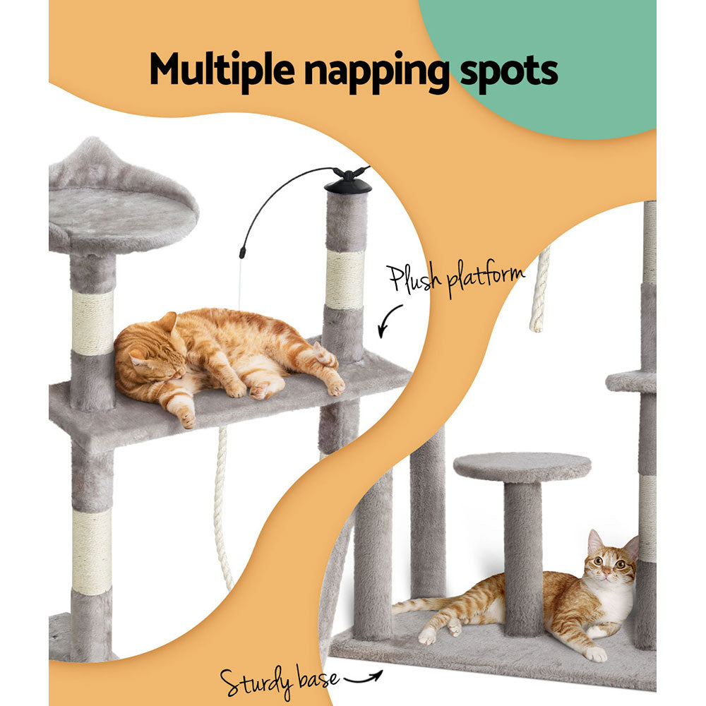Quadra 135cm Cat Tree Tower Scratching Post Condo Grey