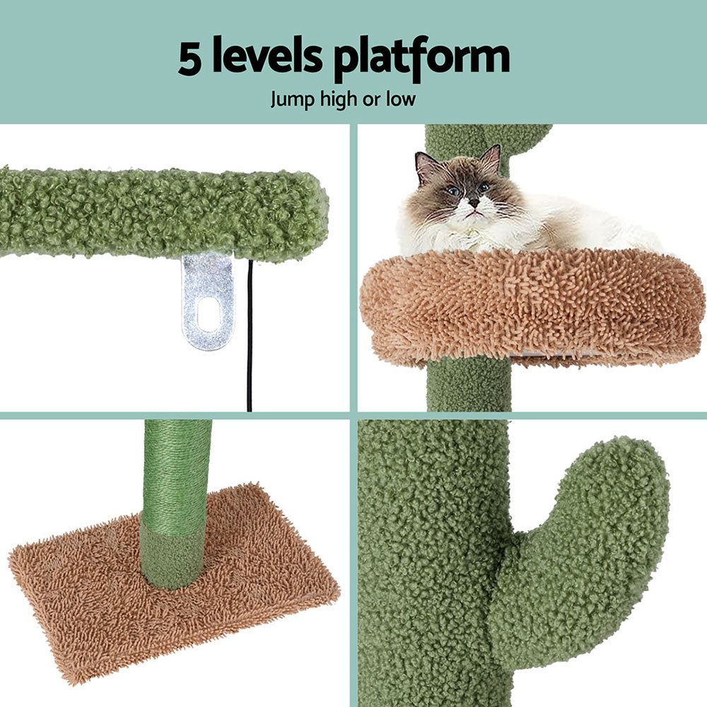 i.Pet 290cm Cat Tree Tower Floor-to-Ceiling Scratching Post Green/Brown