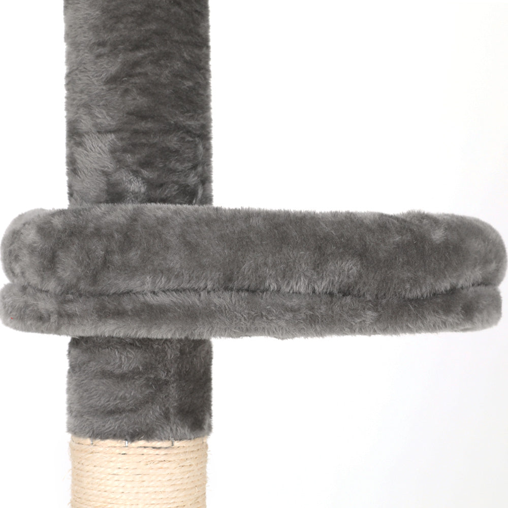 i.Pet 290cm Cat Tree Tower Scratching Post Floor-to-Ceiling Grey/White