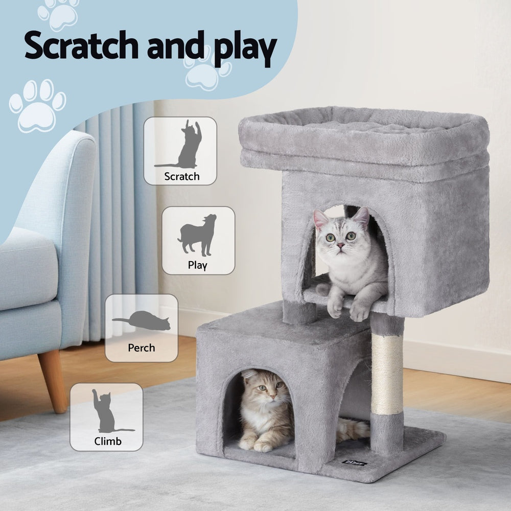 i.Pet 67cm Cat Tree Scratching Post Condo Light Grey