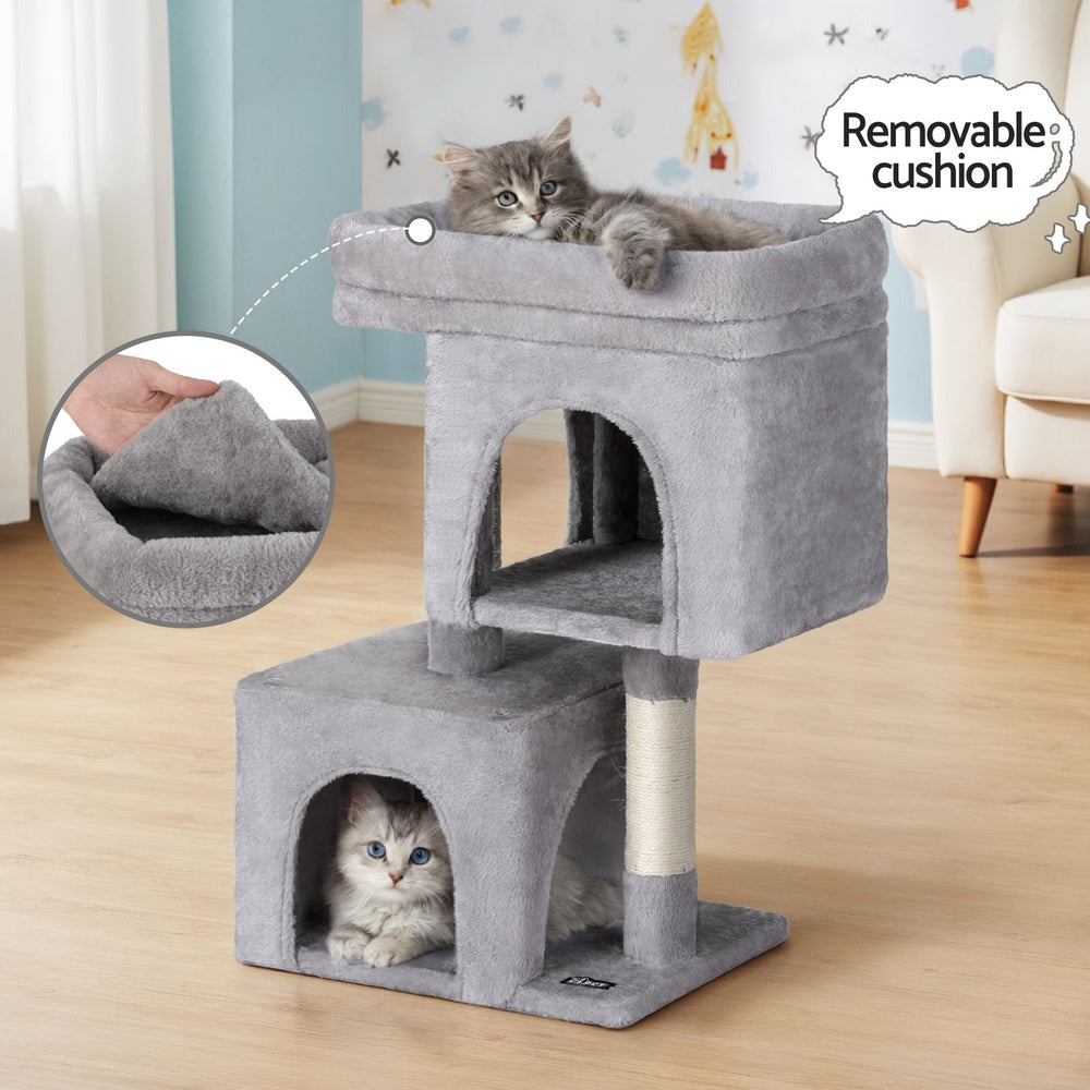 i.Pet 67cm Cat Tree Scratching Post Condo Light Grey