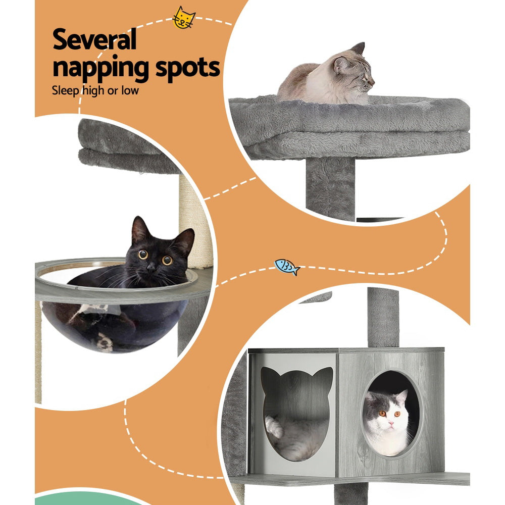 i.Pet 178cm Cat Tree Tower Scratcher Grey/White