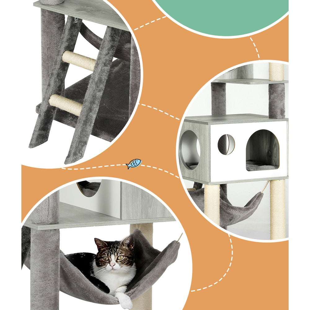 i.Pet 178cm Cat Tree Tower Scratcher Grey/White