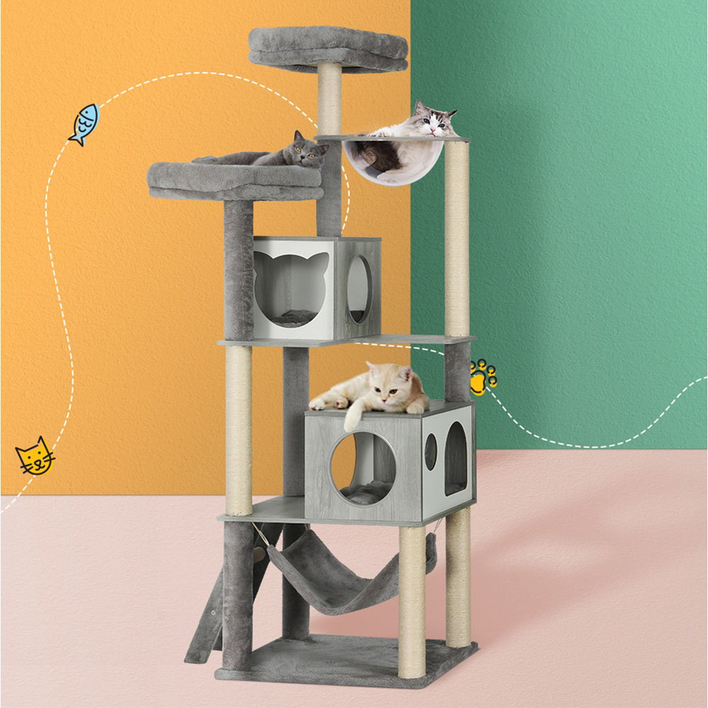 i.Pet 178cm Cat Tree Tower Scratcher Grey/White