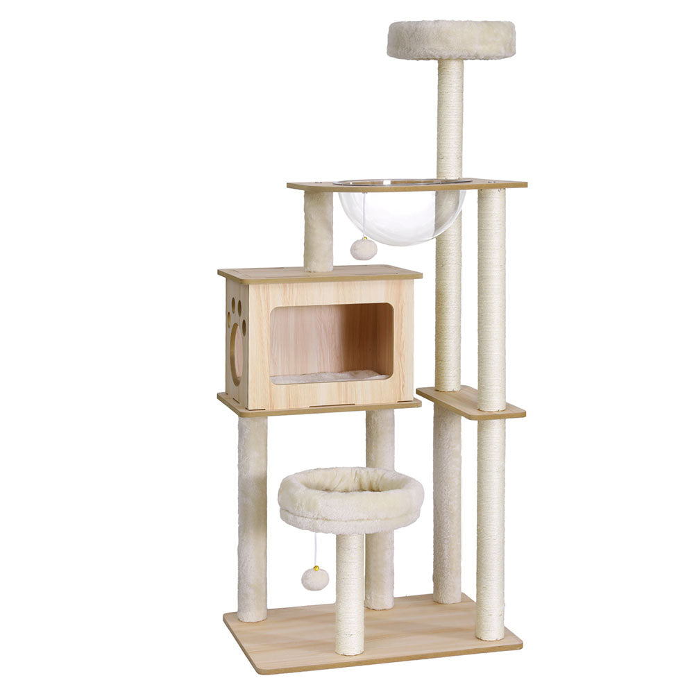 i.Pet 142cm Cat Tree Tower Scratcher Wood Beige