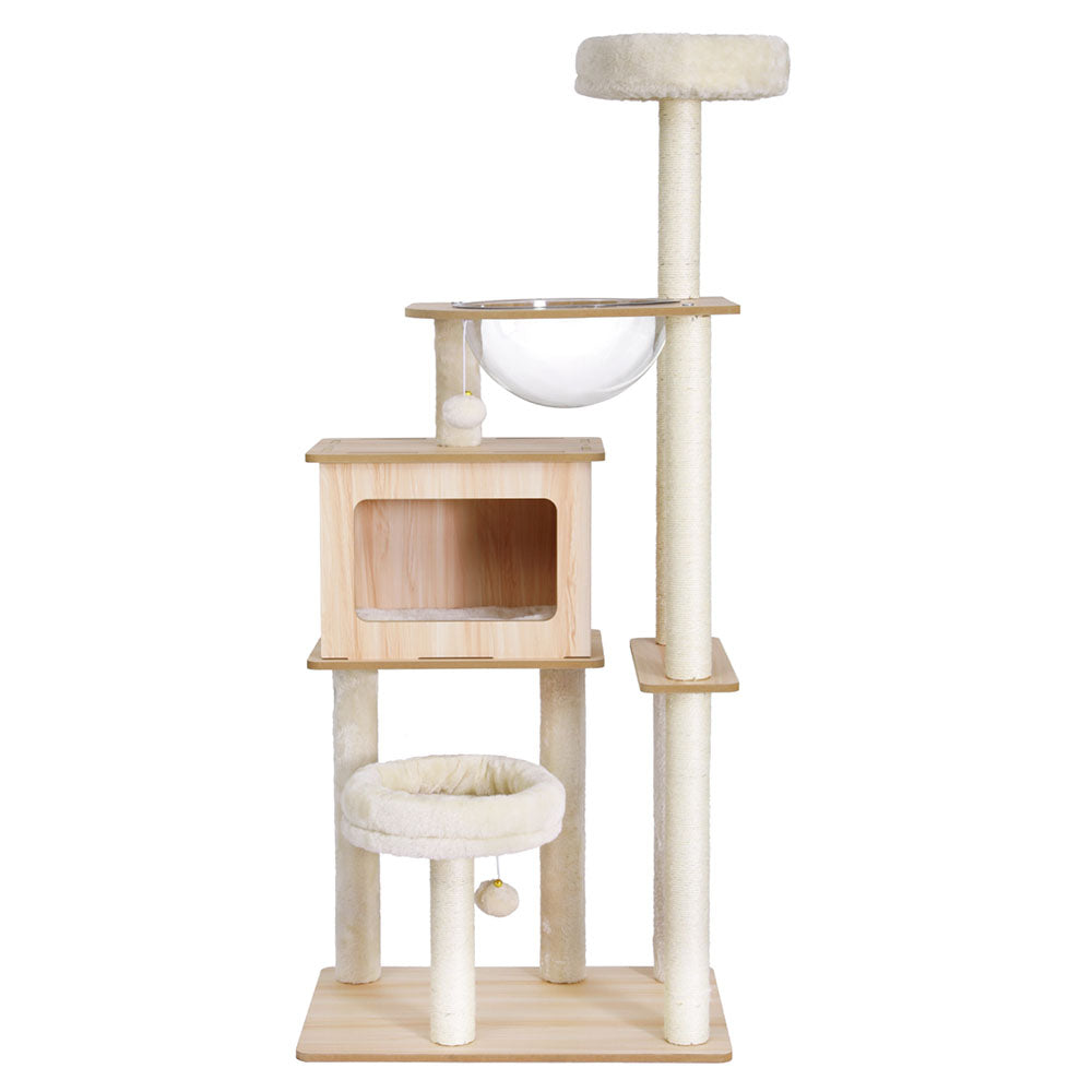 i.Pet 142cm Cat Tree Tower Scratcher Wood Beige