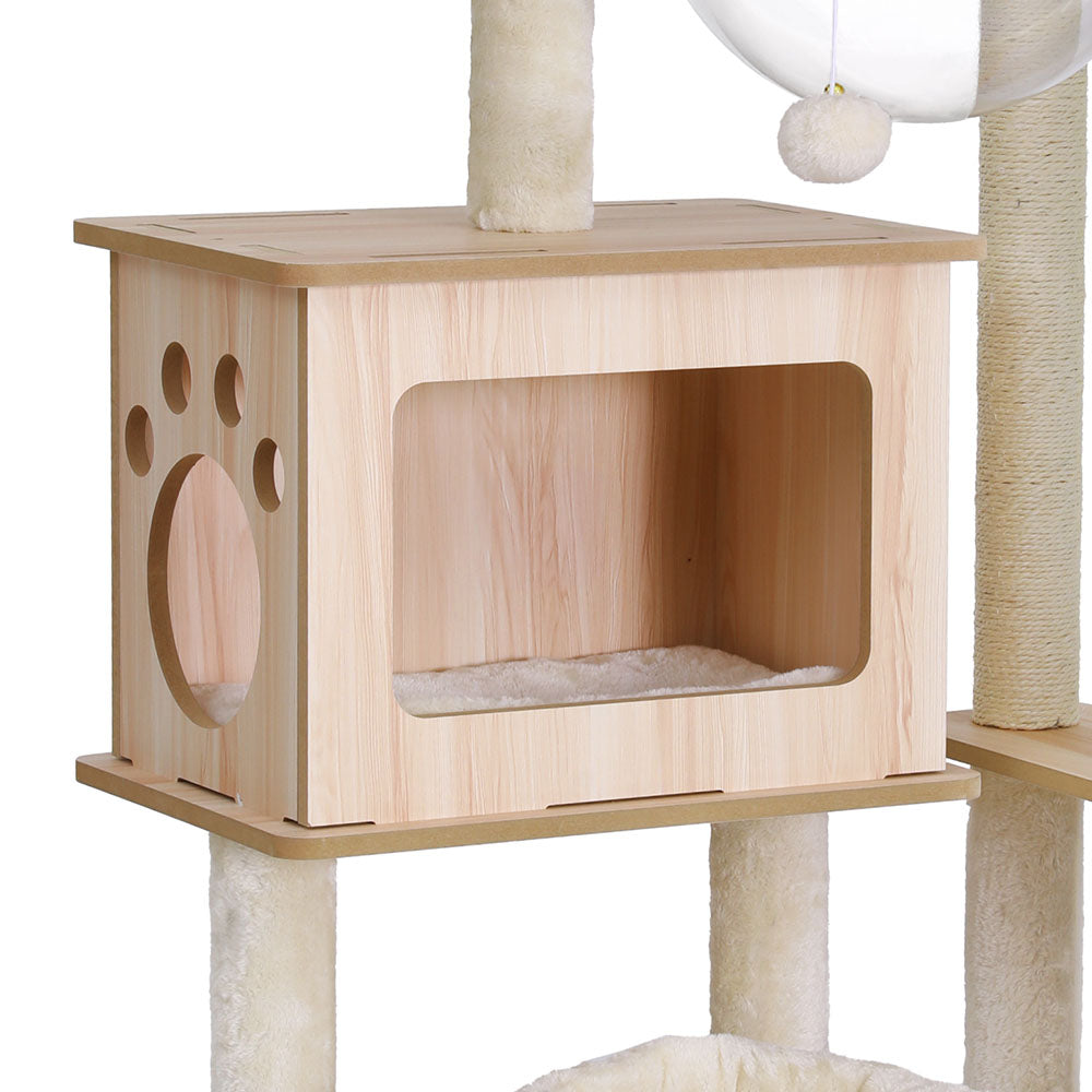i.Pet 142cm Cat Tree Tower Scratcher Wood Beige