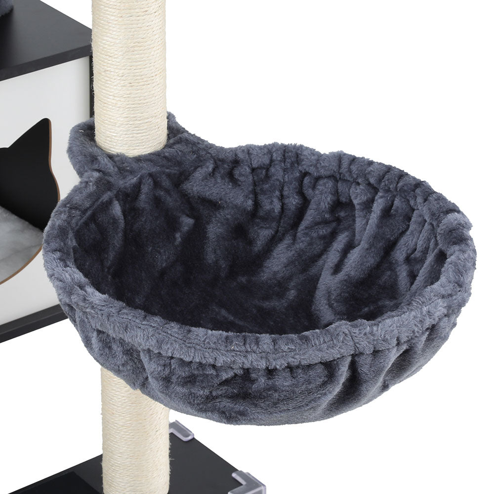 i.Pet 144cm Cat Tree Tower Scratching Post Wood Condo Black/White