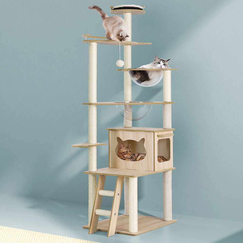 i.Pet 174cm Cat Tree Tower Scratching Post Beige