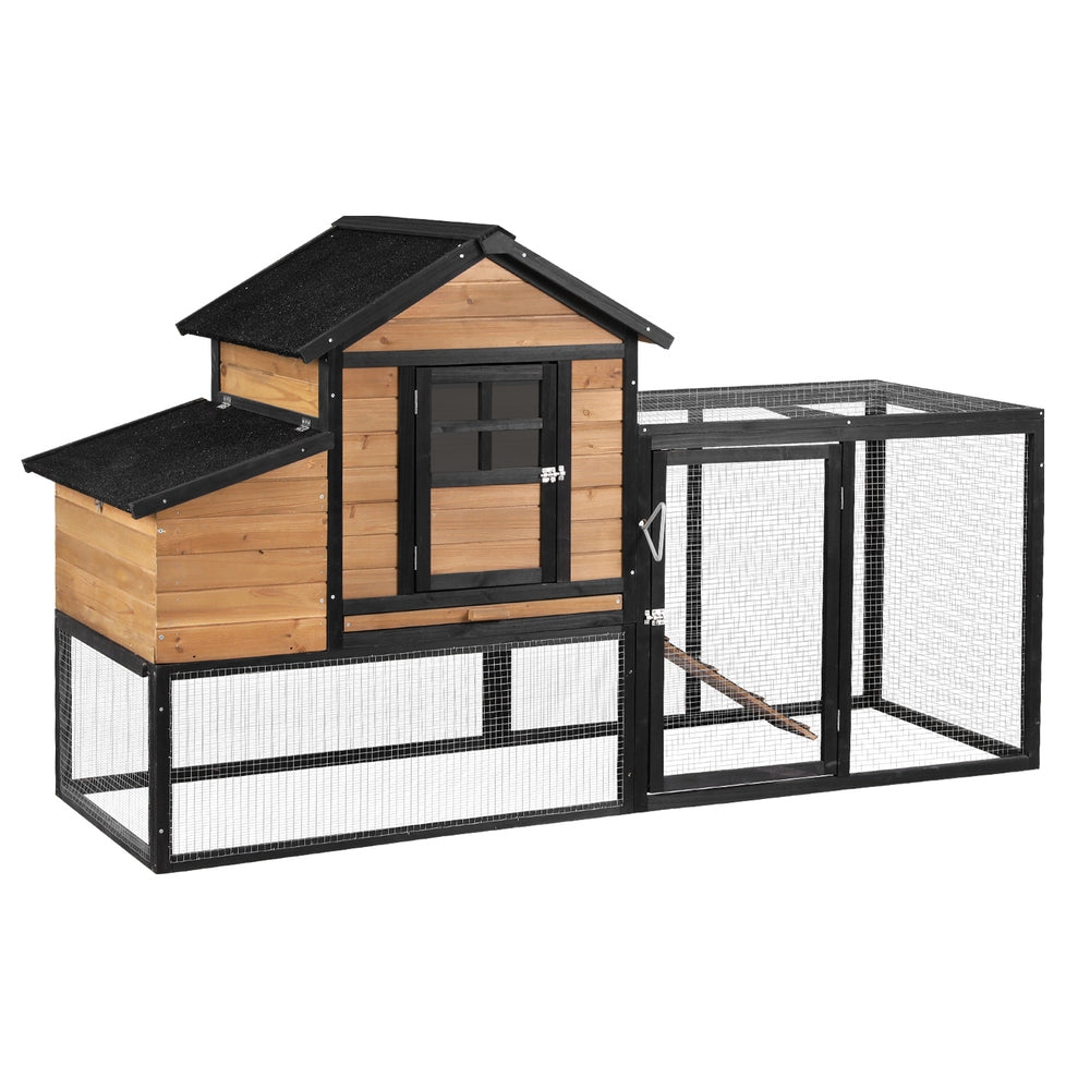 i.Pet Extra Large Wooden Chicken Coop Rabbit Hutch Black