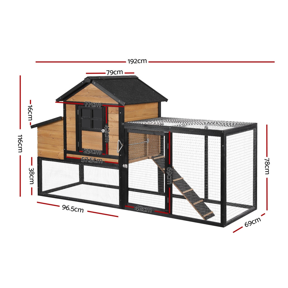 i.Pet Extra Large Wooden Chicken Coop Rabbit Hutch Black