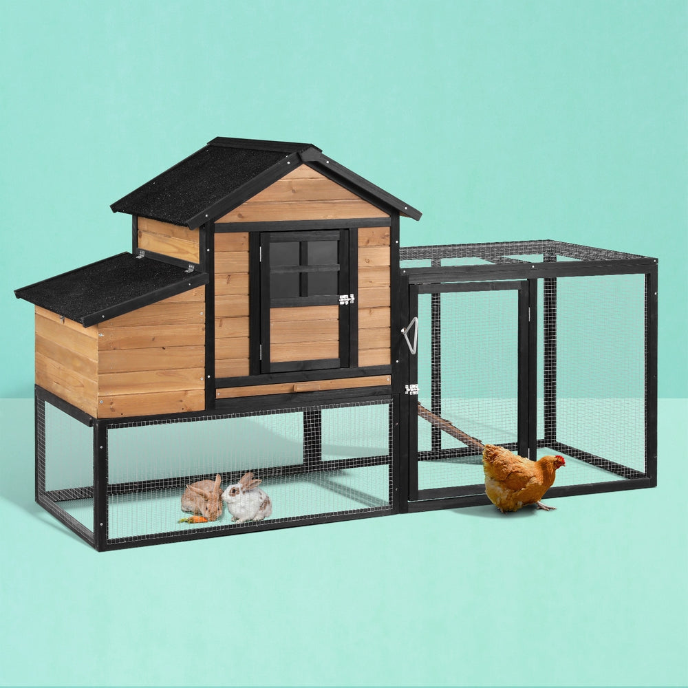i.Pet Extra Large Wooden Chicken Coop Rabbit Hutch Black