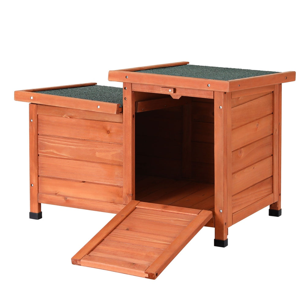 i.Pet Wooden Cat House Rabbit Hutch Brown Green