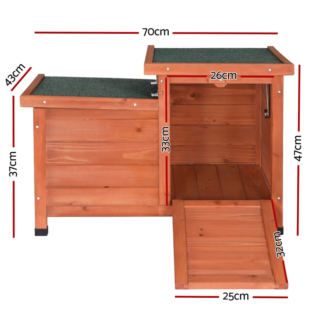 i.Pet Wooden Cat House Rabbit Hutch Brown Green