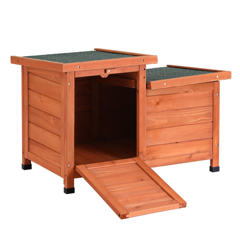 i.Pet Wooden Cat House Rabbit Hutch Brown Green
