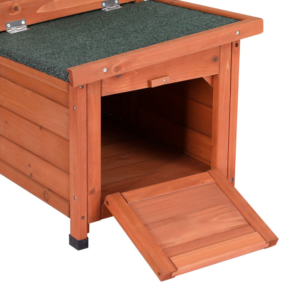 i.Pet Wooden Cat House Rabbit Hutch Brown Green