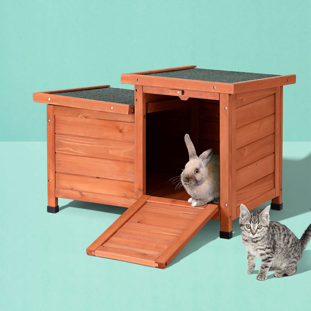 i.Pet Wooden Cat House Rabbit Hutch Brown Green
