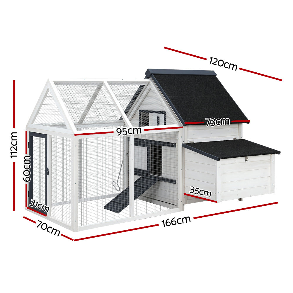 i.Pet Large Wooden Chicken Coop Rabbit Hutch Black & White