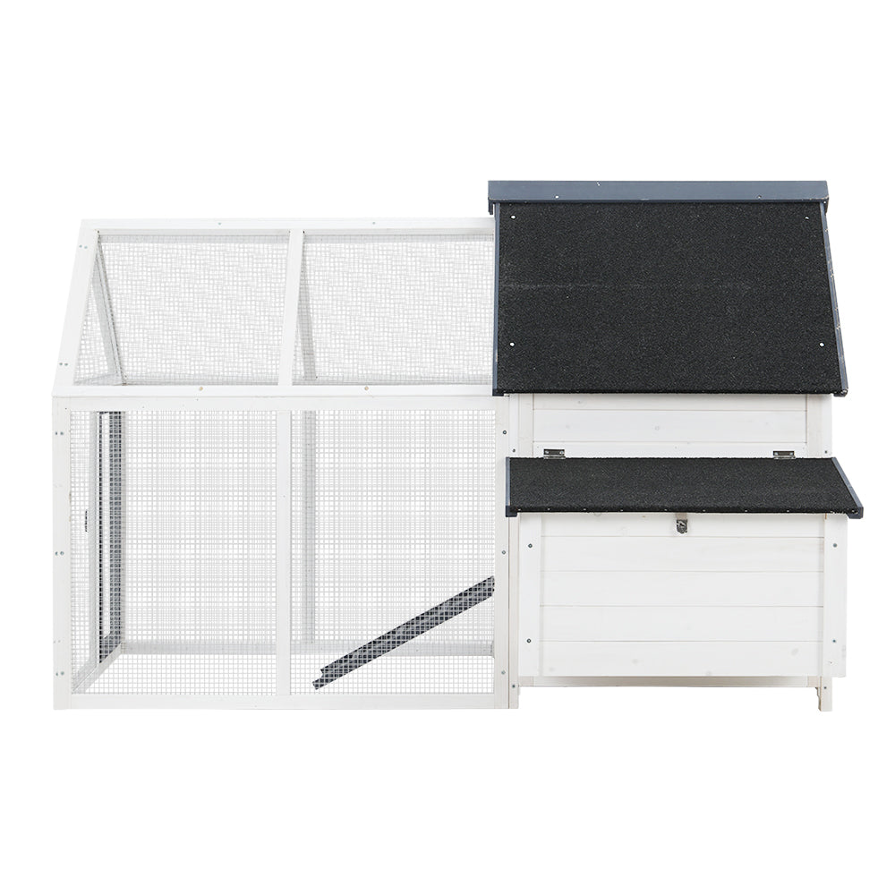 i.Pet Large Wooden Chicken Coop Rabbit Hutch Black & White