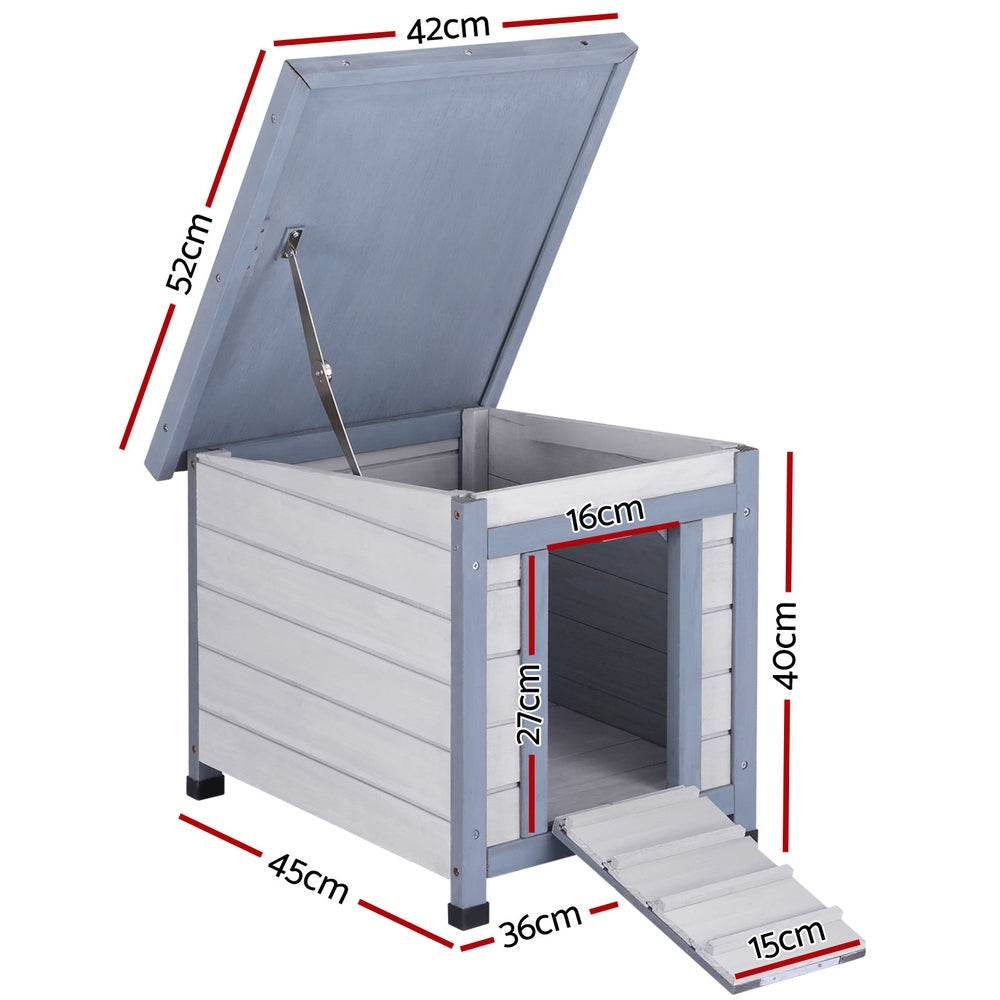 i.Pet Small Wooden Cat House Rabbit Hutch White/Grey