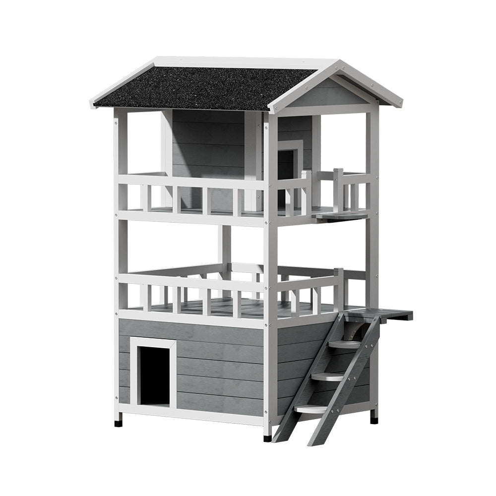 i.Pet Outdoor Cat House Shelter Wooden 72cm x 72cm x 127cm