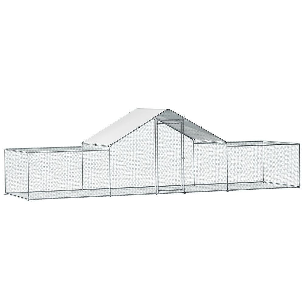 i.Pet Large Walk-In Chicken Coop Rabbit Hutch Silver