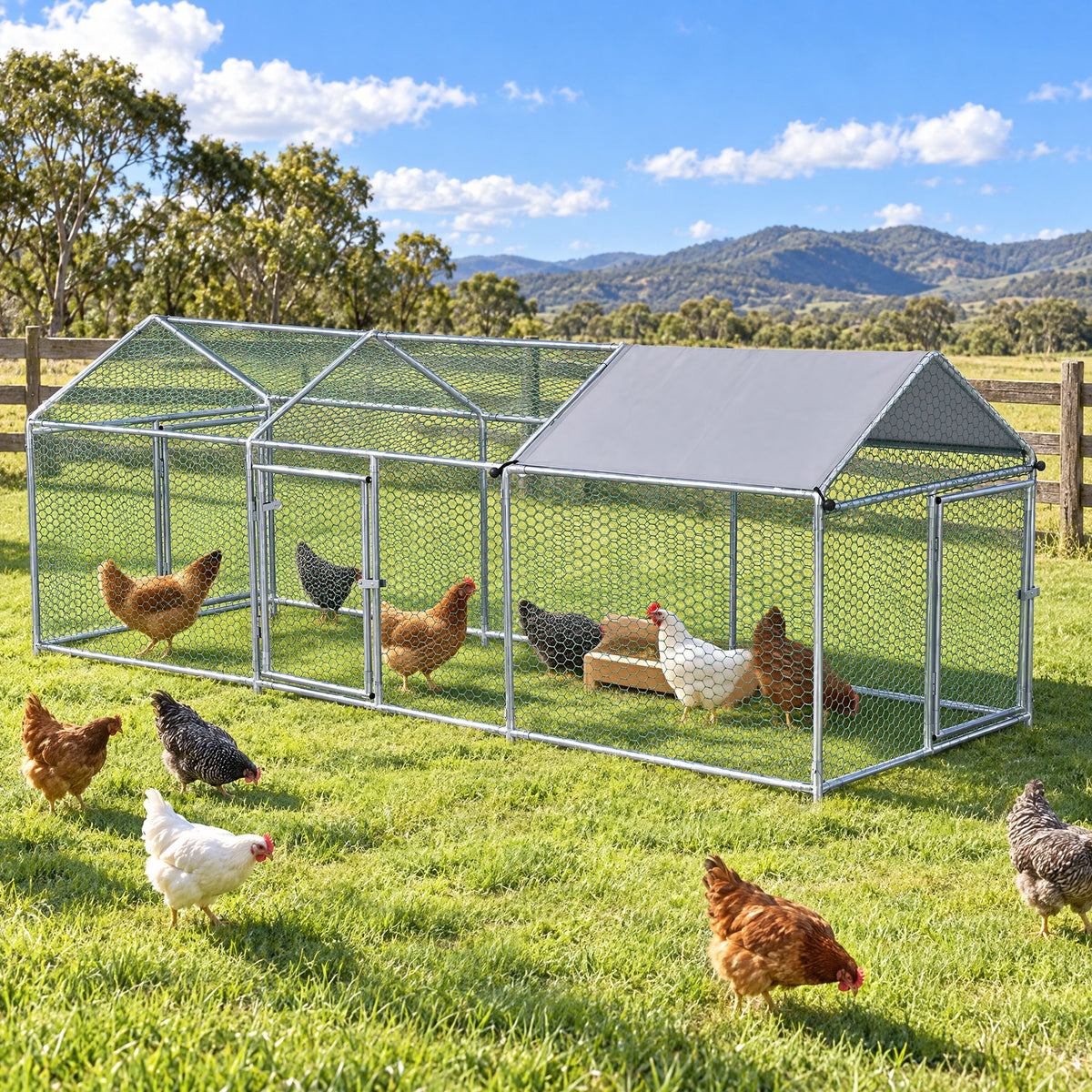 i.Pet Walk-In Chicken Coop Rabbit Hutch Outdoor Run 2.8m x 1m x 1m