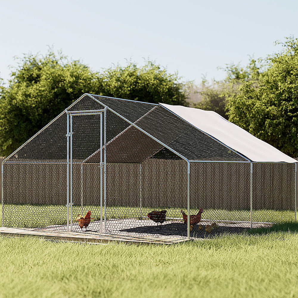 i.Pet Large Chicken Coop Cage Galvanised Steel Silver