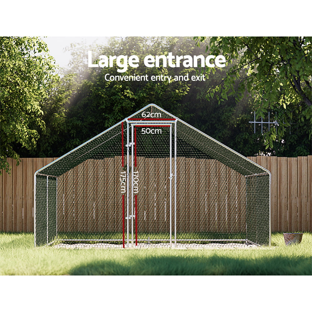 i.Pet Large Chicken Coop Cage Galvanised Steel Silver