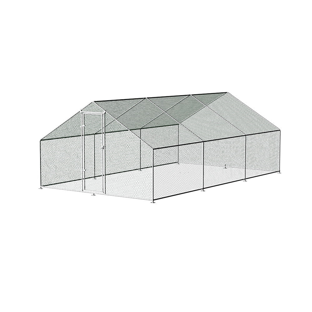 i.Pet Walk-In Chicken Coop 3x6x2m Galvanised Steel Silver