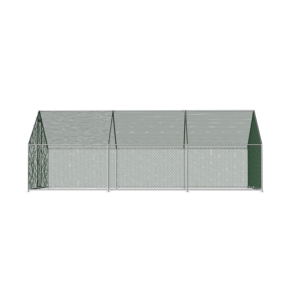 i.Pet Walk-In Chicken Coop 3x6x2m Galvanised Steel Silver