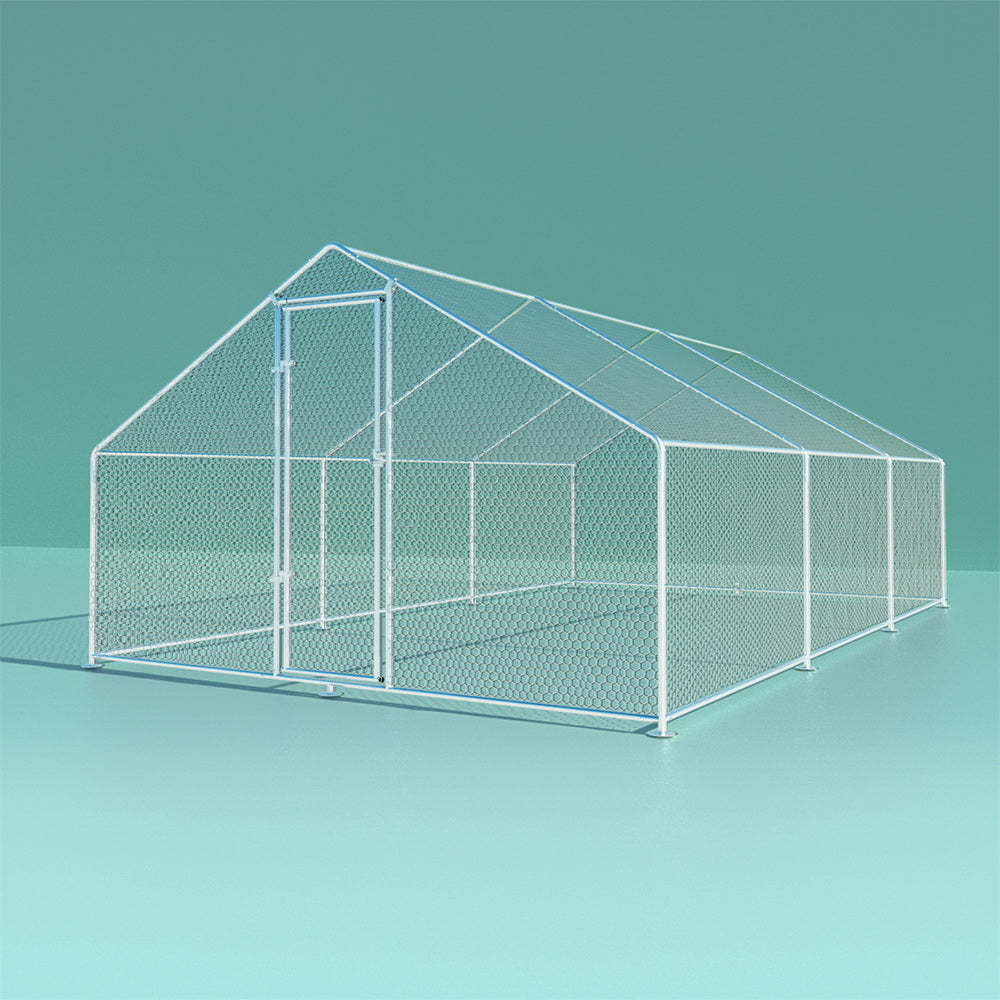 i.Pet Walk-In Chicken Coop 3x6x2m Galvanised Steel Silver
